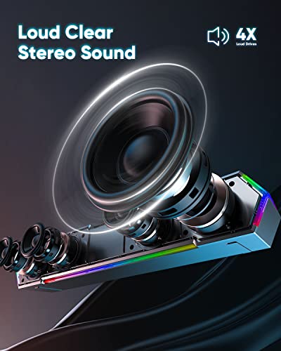 LENRUE G11 Computer Speakers for Desktop, Touch Lights PC Speakers with Surge Clear Sound, USB C/USB Powered, AUX Audio for Computer Desktop PC Laptop Desk - color: Black