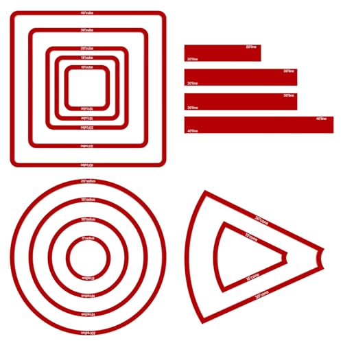Sintuff 15 Pcs Spell Effect AOE Damage Template Area Translucent Acrylic Spell Marker Set Include 5 Cube 4 Circle 2 Cone 4 Line Templates for Gifts Trpgs Dm Gaming Accessories(Red) - color: Red