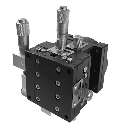 LT60-LM Precision XYZR 4 Axis Manual Linear Positioning Stage | Premium Aluminum Body with 29.4N Load Capacity and Cross Roller Guide Plus 60x60mm Table Size 360 Degree R Axis Tuning