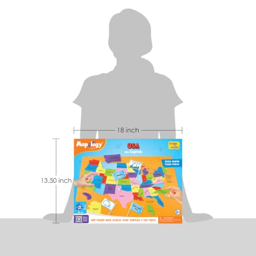 Imagimake Mapology USA Map Jigsaw Puzzle, Learn States, Capitals with Flags | Educational Geography Toy, 50 State Puzzle, Learn USA Capitals, Birthday Gift for Boy & Girl Ages 5,6,7,8,9,10,11,12 Year Old - style: USA Map with Capitals