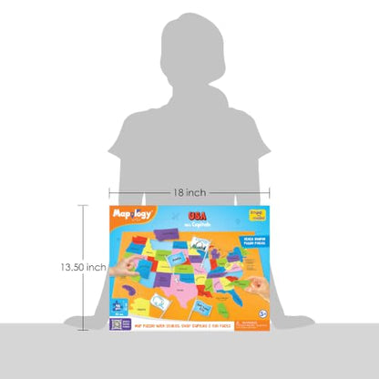 Imagimake Mapology USA Map Jigsaw Puzzle, Learn States, Capitals with Flags | Educational Geography Toy, 50 State Puzzle, Learn USA Capitals, Birthday Gift for Boy & Girl Ages 5,6,7,8,9,10,11,12 Year Old - style: USA Map with Capitals