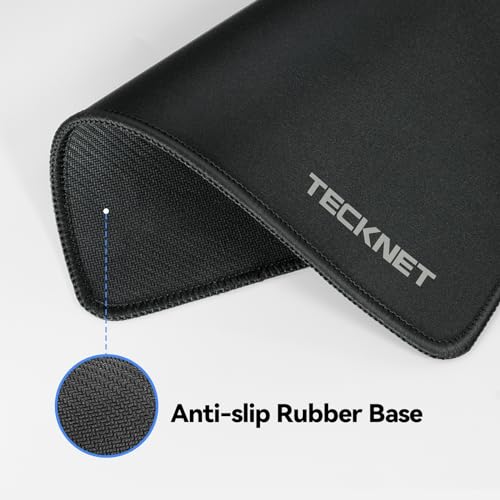 TECKNET 3 Pack Mouse Pad with Anti-fray Stitching, Waterproof Surface & Non-Slip Rubber Base with Stitched Edges Gaming Mouse Mat for Laptop，Compatible with Laser and Optical Mice - Black - color: Matte Black-3 Pack
