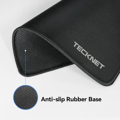 TECKNET 3 Pack Mouse Pad with Anti-fray Stitching, Waterproof Surface & Non-Slip Rubber Base with Stitched Edges Gaming Mouse Mat for Laptop，Compatible with Laser and Optical Mice - Black - color: Matte Black-3 Pack