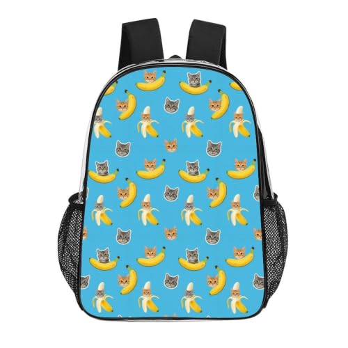 Clear Transparent Bookbag Reinforced Bottom Padded Shoulder Straps | Bookbag, Funny Cat Banana Bananas, Reinforced Straps for Concert Sports Festival - color: Pattern (498)