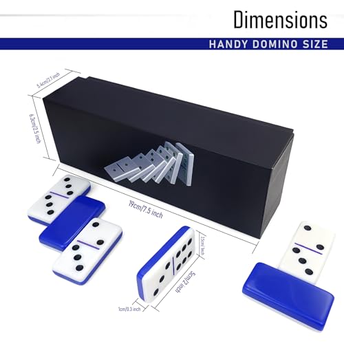 IDTQ Dominoes Set for Adults, Double 6 Dominos Game Set with 28 Domino Tiles Double with Upscale Gift Boxes -7 Polyhedral Dice -Classic Board Games (Dark Blue) - color: Dark Blue