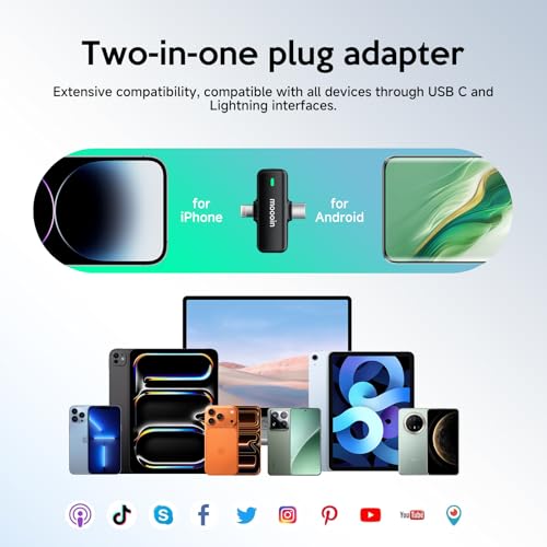 Wireless Lavalier Microphone with AI Noise Reduction & Voice Changer-Plug-and-Play, Mini Portable, Wireless Transmission for iPhone/Android Vlogging, Interviews & Live Streaming - color: M3