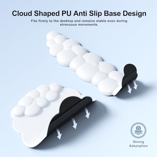MOKURU Cloud Mouse Pad with Wrist Rest, Cloud Keyboard Wrist Rest, Mouse Pad Wrist Support, Ergonomic Keyboard Mouse Wrist Support White - color: White