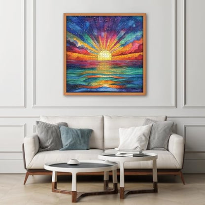 Impossible Puzzle for Adults 1000 Pieces, Ocean Sunset Puzzles with Colorful Rainbow Gradient, Magic Nature Art Jigsaw Puzzle, Challenging Hard Puzzle for Adults - style: Ripples of Light Puzzle