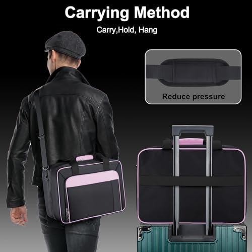 GDNasist Carrying Case Compatible with PS5/PS5 Pro/PS5 Slim, Pink | Travel Thickened Protective Bag Compatible with Playstation 5 Console, Headset, PS5 Controller, Game Discs and Accessories - color: Pink