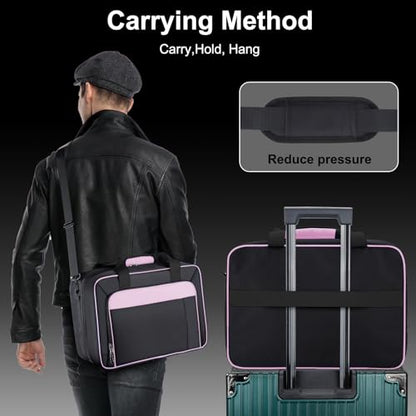 GDNasist Carrying Case Compatible with PS5/PS5 Pro/PS5 Slim, Pink | Travel Thickened Protective Bag Compatible with Playstation 5 Console, Headset, PS5 Controller, Game Discs and Accessories - color: Pink