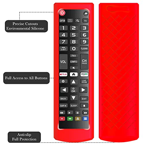 Case for LG TV Remotes, Cover for LG Smart TV Remote Control AKB75095307 AKB75375604 AKB74915305 Original, Replacement Silicone Skin Sleeve Glow in The Dark Red - color: Red