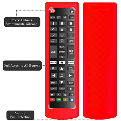 Case for LG TV Remotes, Cover for LG Smart TV Remote Control AKB75095307 AKB75375604 AKB74915305 Original, Replacement Silicone Skin Sleeve Glow in The Dark Red - color: Red