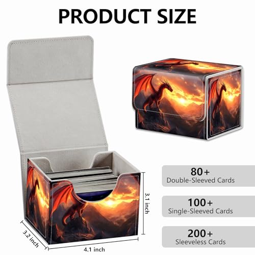 Strong Magnet for TCG MTG Commander Deck Box Playing Card Case Magic Deck Box Creative Pattern Trading Card Storage Box for Collectible Games, Golden Fire Dragon - color: Golden Fire Dragon