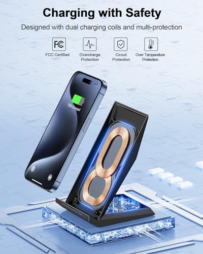 Fast Wireless Charger, [2 Pack] NANAMI Wireless Charging Stand for iPhone 16/16 Plus/16 Pro/16 Pro Max/15/14/13/12, Phone Charger Dock for Samsung Galaxy S26/S26+/S24/S24 Ultra/S23/S22/S21, Pixel 6/5 | Compatible with iPhone 17/17 Pro/16/15/14/13/12,Phone