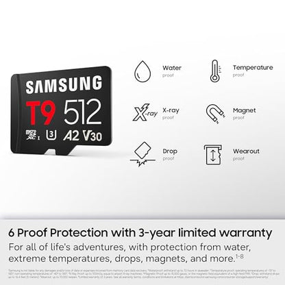 Samsung microSDXC T9 256GB, Transfer Speeds Up to 200MB/s | microSD made for Avid Gamers & Professional Creators (MB-MH256T/AM) - size: 256GB