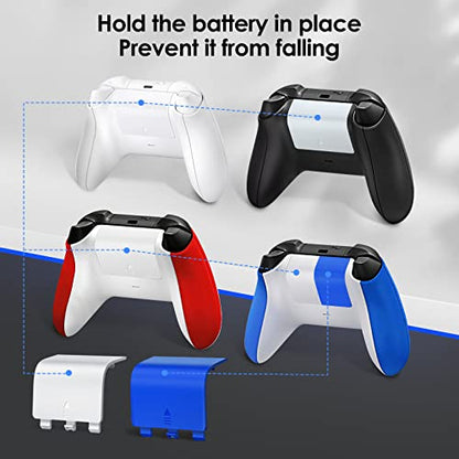 Battery Cover for Xbox Core Controller, Replacement Back Door Lid for Xbox Series X/S, Battery Caps Shell Repair Part for Wireless Controller Remote Pack of 4 (Blue +White)