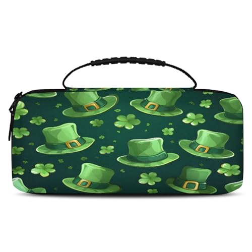 Adornori Carry Case Compatible with Nintendo Switch 2, with 20 Games Cartridges, Portable Travel Carrying Case Pouch for Accessories & Game Cards, St Patricks Day Shamrock Luck Hat - color: Multicolor 20