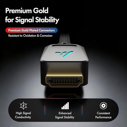 LED HDMI Cable V2.1 with Ethernet,8k@60Hz,4K@120Hz UHD Resolution,6.6 Feet Braided, 48 Gbps Transfer Ultra high Speed,HDR/HDR10/Dolby Vision,Dolby Atmos and DTS:X,Compatible All HDMI Devices - color: Black, size: 6.6 Feet
