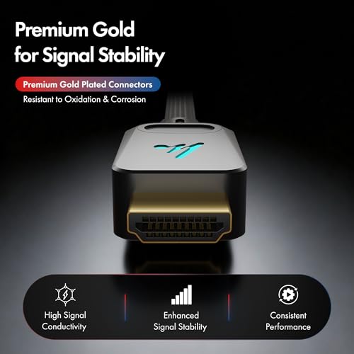 LED HDMI Cable V2.1 with Ethernet,8k@60Hz,4K@120Hz UHD Resolution,6.6 Feet Braided, 48 Gbps Transfer Ultra high Speed,HDR/HDR10/Dolby Vision,Dolby Atmos and DTS:X,Compatible All HDMI Devices