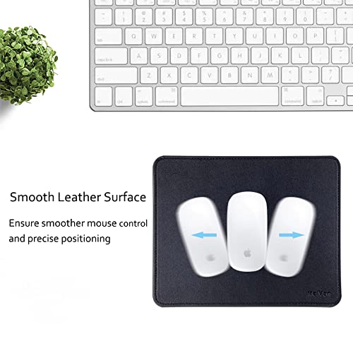 MelVan PU Leather Mouse Pad with Stitched Edge, Wood Mousepad, Waterproof Gaming Mouse Pad Mat for Computers, Laptop, Office & Home, 10.2" x 8.3", 1 Pack (Black) - color: Black