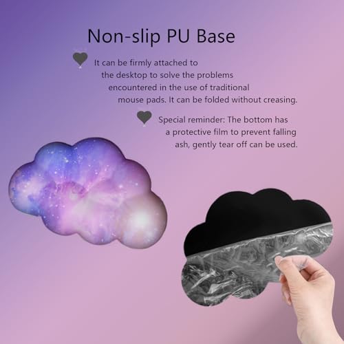 Cloud Wrist Rest Keyboard Purple Cloud Mouse Pad Set 4PCS Galaxy Large Desk Mat Ergonomic Space Wrist Pad Support Memory Foam Non-Slip Wrist Rest for Keyboard and Mouse Computer Gaming Home Office - color: 4pcs Purple Galaxy