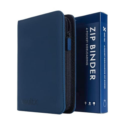 Vault X 4 Pocket Zip Trading Card Binder 160 Cards Exo-Tec (Blue) | Holds 160 standard-size TCG cards in 20 side-loading 4-pocket pages. Padded, water-resistant Exo-Tec cover. - color: Blue