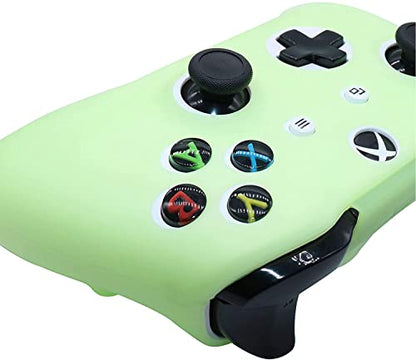 Controller Skins Silicone Grip Glow in The Dark Protective Case for Xbox One Controller(Not Fit Xbox Series Controller) + 6 Grips Accessories Glow in The Dark. - color: Glow Green