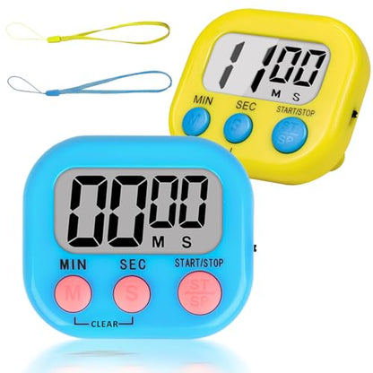 ZILLEEN Classroom Timer for Kids Teachers 2 Pack Digital Timers, Blue & Yellow - color: Blue & Yellow