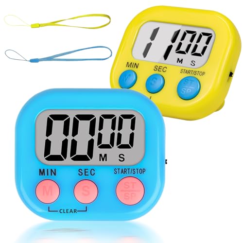 ZILLEEN Classroom Timer for Kids Teachers 2 Pack Digital Timers, Blue & Yellow - color: Blue & Yellow