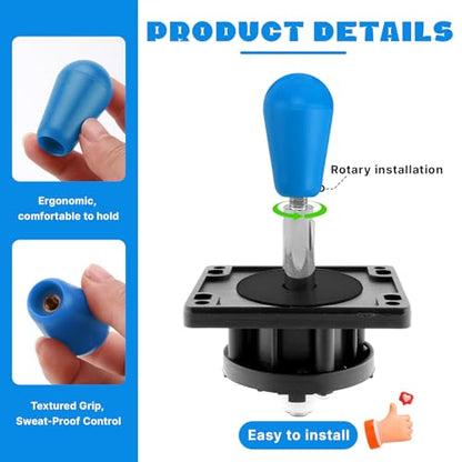 Gallipower 2Pcs Blue Ellipse Oval Joystick Head,Arcade Joystick Ball Top Handle Rocker Round Head,Arcade Kit DIY Replacement Parts - color: style 10