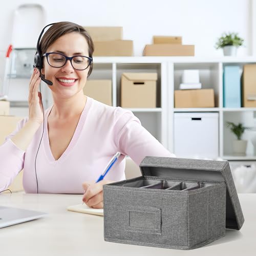 Qozary Index Card Holder 4x6 | Index Card Box With Dividers, Index Card Organizer Case, Foldable Flash Card Holder, 1000+ Card Capacity Box With Lid