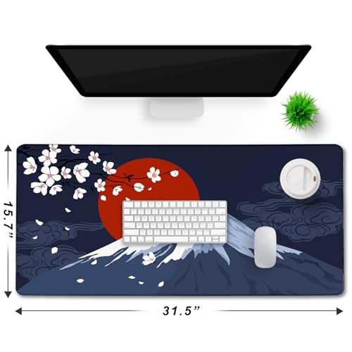 Japanese Mt Fuji Gaming Pad, Large Mouse Pad for Gamer, Durable 31.5"x15.7" Extended Mousepad with Stitched Edges, Waterproof Non-Slip Base Long XXL Large Mouse Pad for Home Office Work - color: Mt Fuji