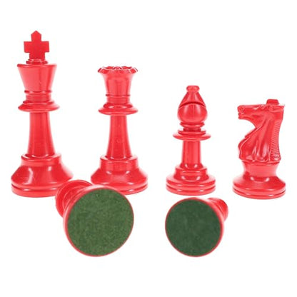 WE Games Color Bright Plastic Staunton Tournament Chess Pieces with 3.75 in. King - Half Chess Set of Chess Pieces Only, Red - color: Red