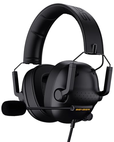 SENZER SG500 Surround Sound Pro Gaming Headset with Noise Cancelling Microphone - Soft Memory Foam Padding - Portable Foldable Headphones for PC, PS4, PS5, Xbox One, Switch - Black - color: Black