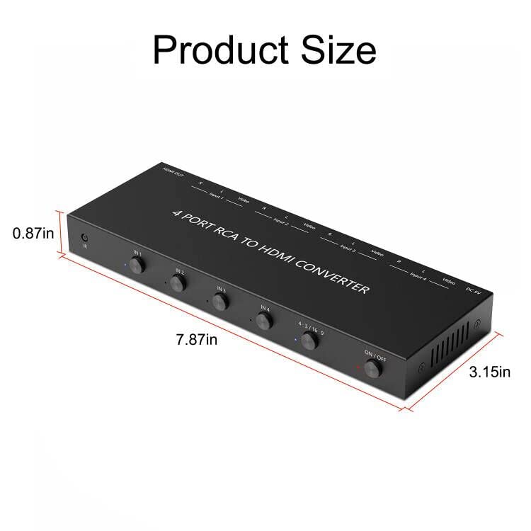 4 AV to HDMI RCA to HDMI Converter 1080P/720P 4 Way RCA Composite CVBS AV Switch to HDMI Converter Adapter Support 4:3/16:9 Switching For Sega Xbox PS1 PS2 PS3 N64 NGC SNES WII VHS VCR Camera DVD - color: 4AV to HDMI Converter