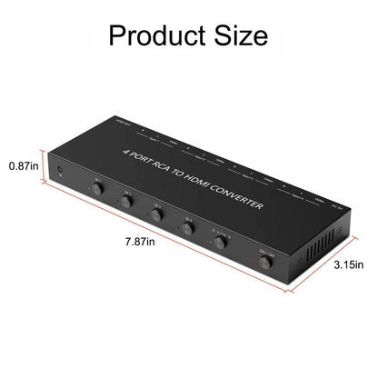 4 AV to HDMI RCA to HDMI Converter 1080P/720P 4 Way RCA Composite CVBS AV Switch to HDMI Converter Adapter Support 4:3/16:9 Switching For Sega Xbox PS1 PS2 PS3 N64 NGC SNES WII VHS VCR Camera DVD - color: 4AV to HDMI Converter