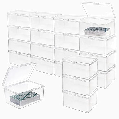 Tebery 20 Pcs Plastic Playing Card Cases Clear, Waterproof Card Deck Box for Game, Sturdy Trading Card Holder, Portable Card Game Storage Container for Party, Travel, Outdoors, Snap Closed