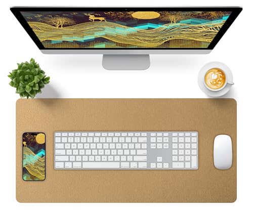 Bloss Leather Desk Mat, Gold Mouse Pad, Non-Slip/Waterproof Desk Pad, Desk Matt for Desktop, Desk Pad Mat for Office Work/Home - Copper Gold(27.6 x 13.8 Inches) - color: Copper Gold, size: 27.6" x 13.8"