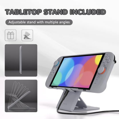PlayVital Hard Case for Nintendo Switch 2 with Extra Stand & Thumb Grip Caps | Split Design, Dockable Protective Full-Body Shell Cover for Nintendo Switch 2 | Solid Color Series, New Hope Gray - color: New Hope Gray