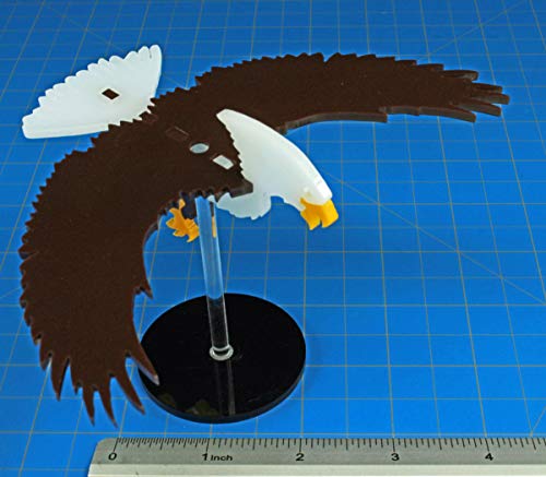 LITKO Bald Eagle Character Mount | Compatible with D&D & Pathfinder | Brown & white acrylic bald eagle mount | 50mm round base, clear peg | 30mm platform for hero | Requires glue assembly - style: Eagle