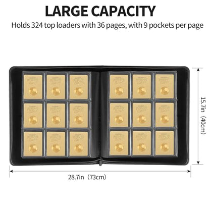 Toploader Binder, top loader binder for cards, Holds 324 Toploaders, 9-pocket, card folders for trading cards or Sports Cards in 3 x 4'' Toploaders