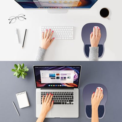ITNRSIIET Ergonomic Mouse Pad Wrist Support with Memory Foam Massage Bulge & Non-Slip PU Base, Carpal Tunnel Pain Relief, Prevent Wrist Sweating, 12 x 8 x 1.2 inch, Gray Blue Gradient - color: Gray Blue Gradient