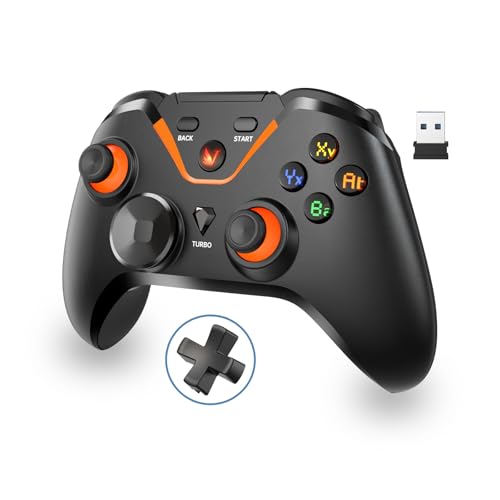 Wireless Gaming Controller for PC: Wired & 2.4G & Bluetooth Controller with 6-Axis Motion, 2-Motor Stereo Vibration, Turbo, Ergonomic Pro Controller, Compatible with PC/NS/Android (No Xbox/PS, Black) - color: 1 Black