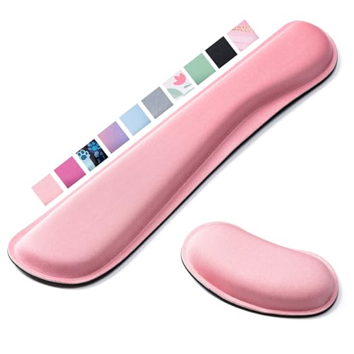 Hoewina Keyboard Wrist Rest,Ergonomic Wrist Rest,Superfine Fabric and Gel Memory Foam Wrist Pad for Computer Keyboard for Easy Typing & Pain Relief, Suitable for Office, Family, Outdoor - color: Fen