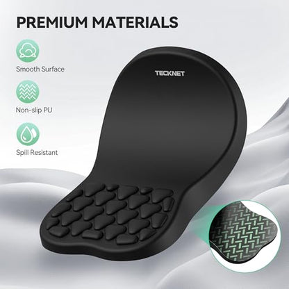 TECKNET Ergonomic Mouse Pad with Wrist Rest, Soft Mousepad with Massage Design, Memory Foam and Non-Slip PU Base for Pain Relief, Gaming Mouse Pad for Desk, Home, Office, 12x8 Inches, Black - color: Black