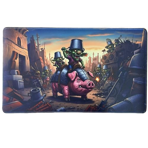 Foxtrot Designs MTG Playmat, 24in x 14in, Premium Stitched Edges, Non-Slip Bottom for MTG and Other TCGs. TCG Play Mat, Desk Mat, Goblin Design (Hog Goblin) - color: Hog Goblin