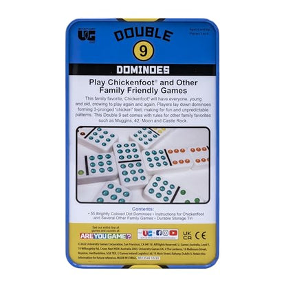 Double 9 Domino Game Travel Tin, Portable Family Game, Ages 8+