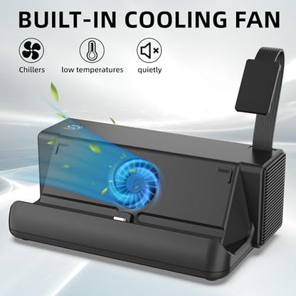 ZMBESUP Switch Dock Station with One-Key Card Switching, 4 Game Card Slots, Cooling Fan, 1080P HDMI Output, Type-C Power Input for Switch/Switch OLED, Portable TV Docking Station