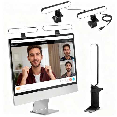 UBeesize Video Conference Lighting, Streaming Light with Stand, 2-Pack | Webcam Light with Adjustable Monitor Mount, Zoom Lighting for Computer, Laptop Ring Light for Video Recording