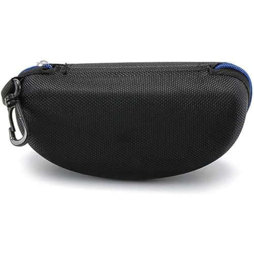 3 Pack Zipper Shell Eyeglasses and Sunglasses Case with Plastic Carabiner Hook - color: Blue